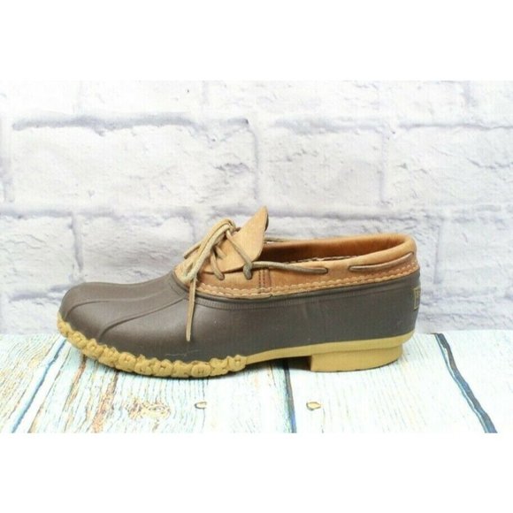 L.L. Bean Shoes - LL Bean Unlined Brown Leather Rubber Low Ankle Gum Shoe Duck Boots M 7 L 9